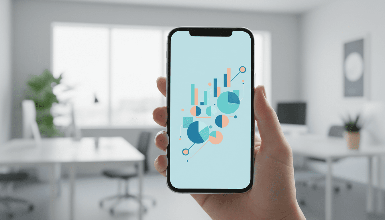 Close-up of analytics dashboard on a smartphone