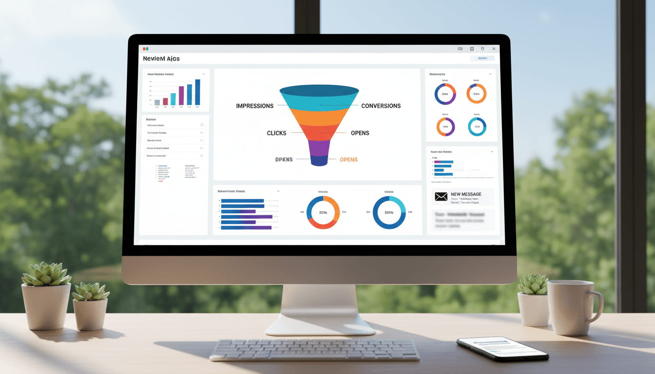 Email marketing automation dashboard on a desktop monitor